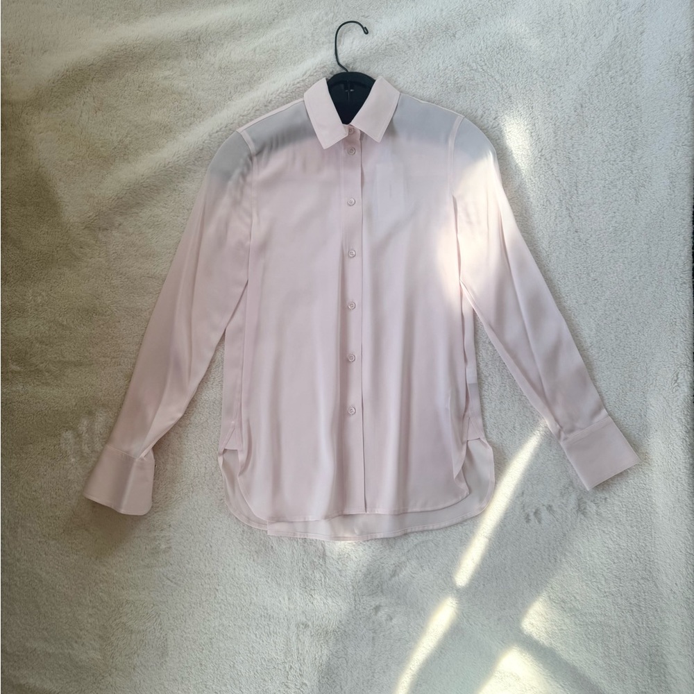 Last Chance! VINCE Stretch Silk Buttondown Shirt Powder Pink